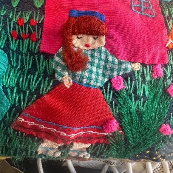 Handmade hand Embroidered Vintage Mexican Huipil Dress Caftan Gown Blue boho - Picture 10 of 11